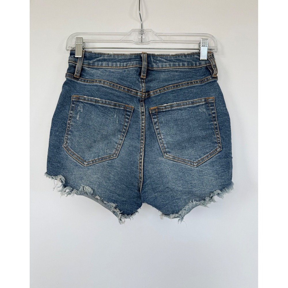 Free People We The Free Crvy High Rise Distressed Denim Cutoff Shorts 25